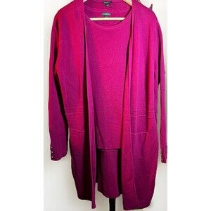 TALBOTS Women's Large Duster Open Front Burgundy Knit Sweater AND Medium Tank
